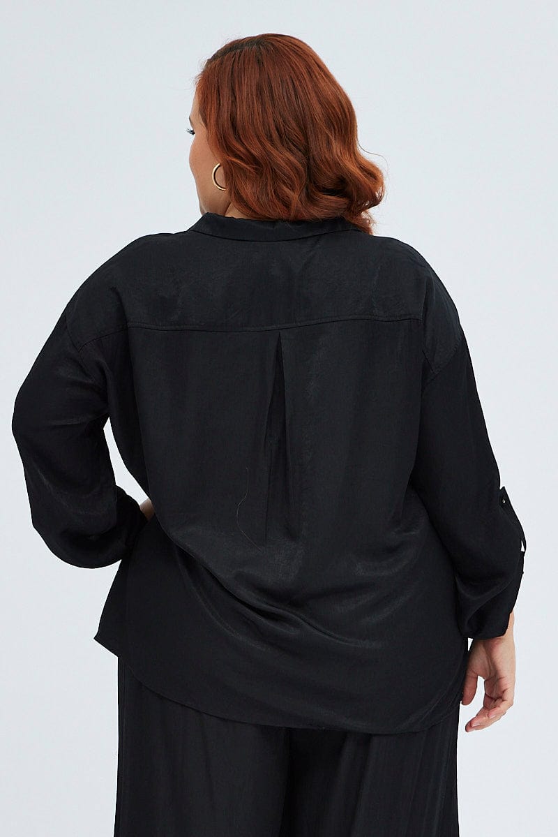 Black Relaxed Shirt Long Sleeve for YouandAll Fashion