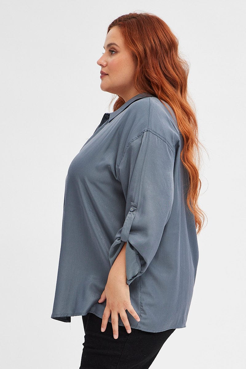 Grey Relaxed Shirt Long Sleeve for YouandAll Fashion