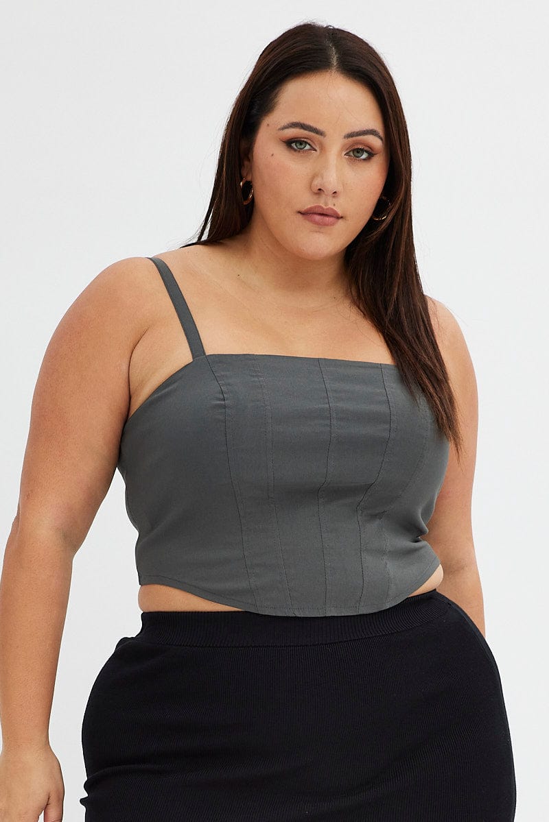 Grey Corset Top Sleeveless for YouandAll Fashion