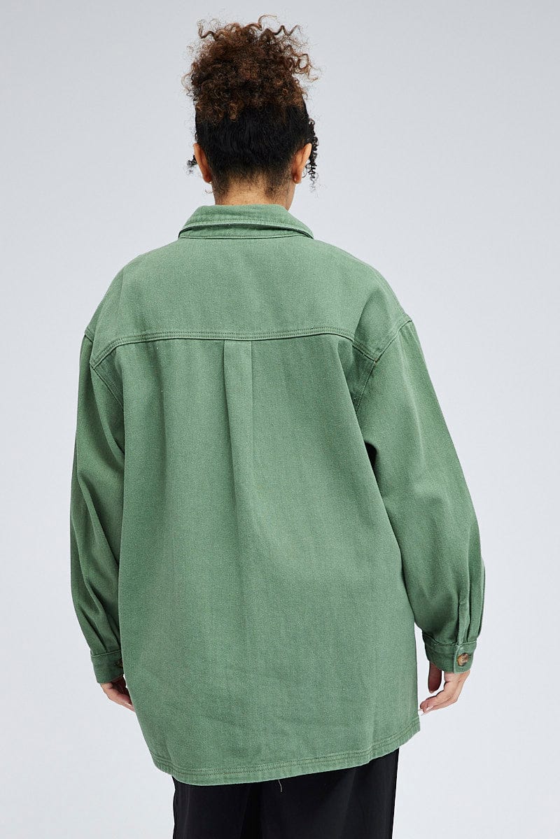 Green Cargo Shacket Long Sleeve for YouandAll Fashion
