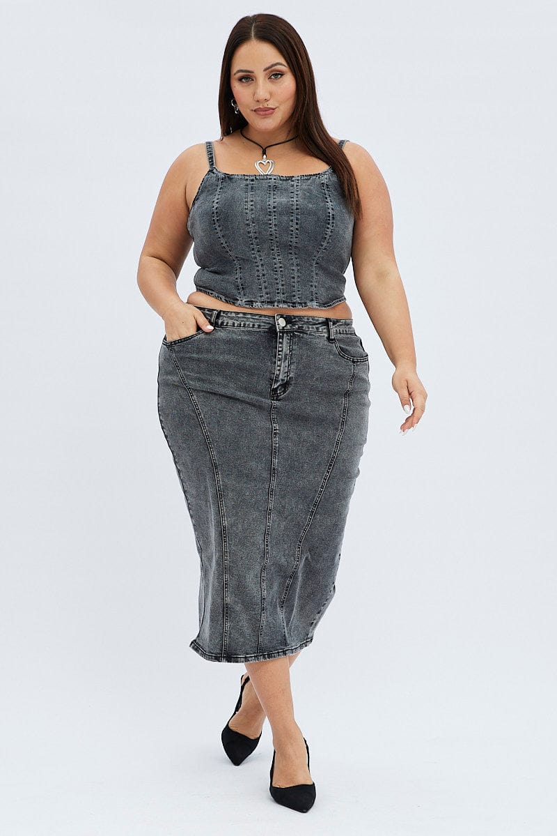 Black Crop Top Sleeveless Corset Denim for YouandAll Fashion