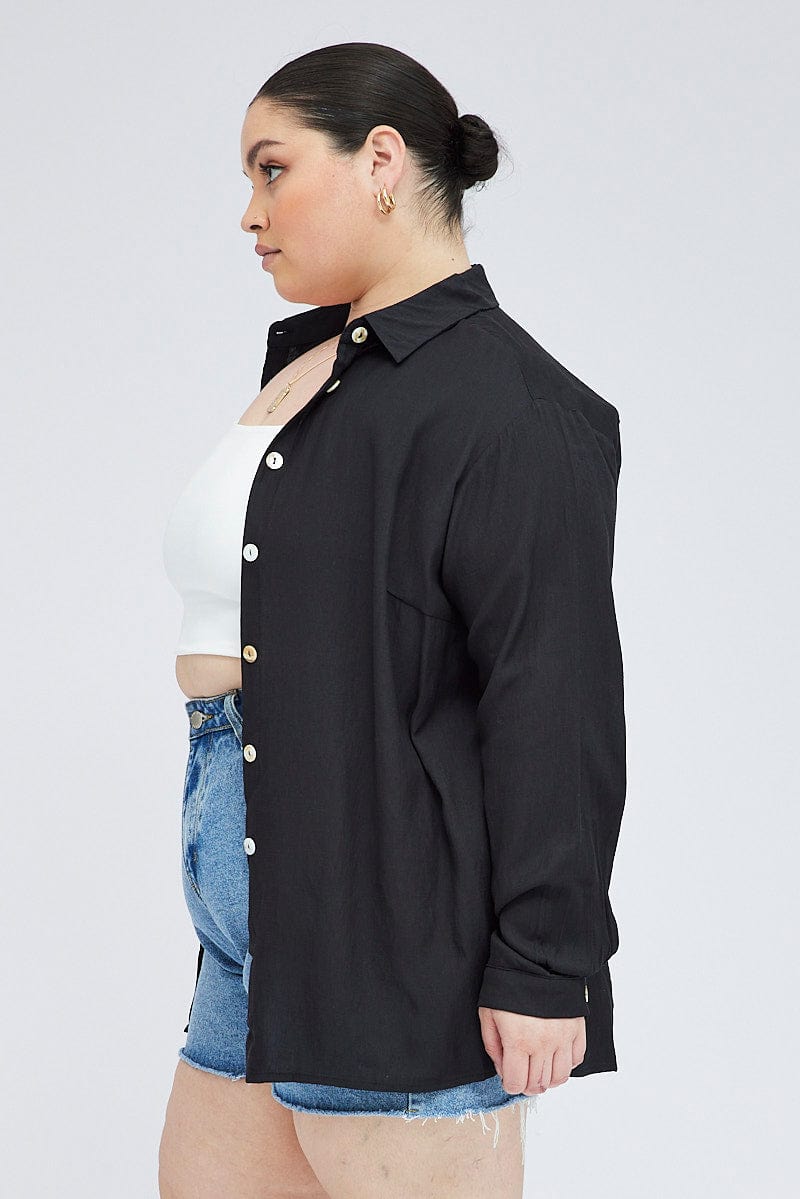 Black Relaxed Shirt Long Sleeve for YouandAll Fashion