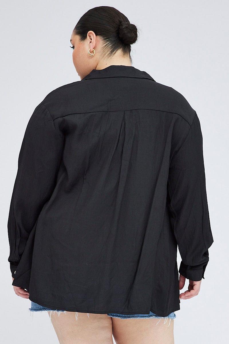 Black Relaxed Shirt Long Sleeve for YouandAll Fashion