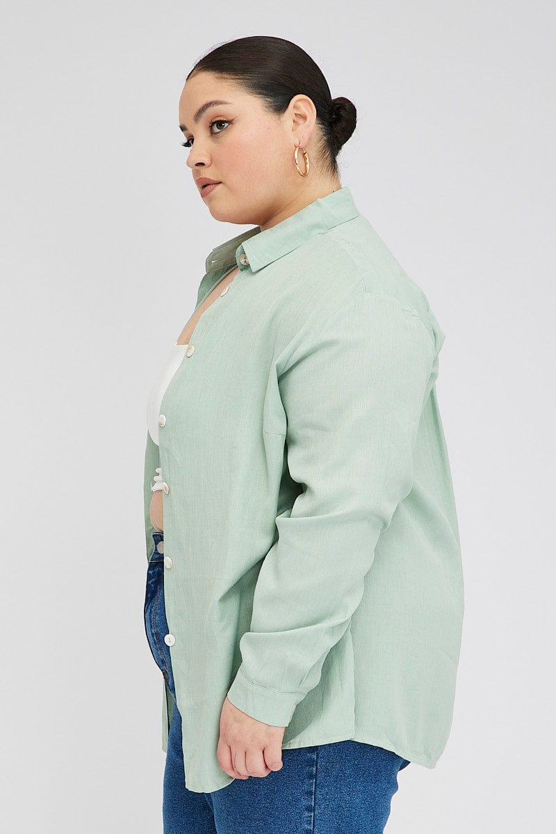 Green Relaxed Shirt Long Sleeve for YouandAll Fashion