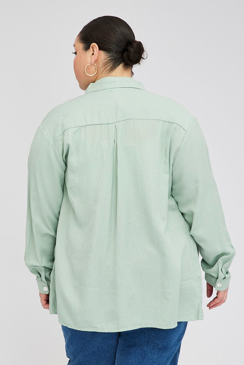 Green Relaxed Shirt Long Sleeve for YouandAll Fashion