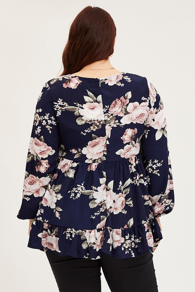 Floral Prt Smock Top Long Sleeve Tie For Women By You And All