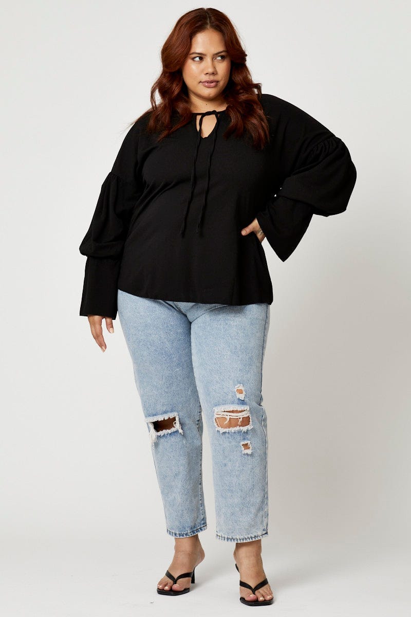 Plus size sale black ruffle top