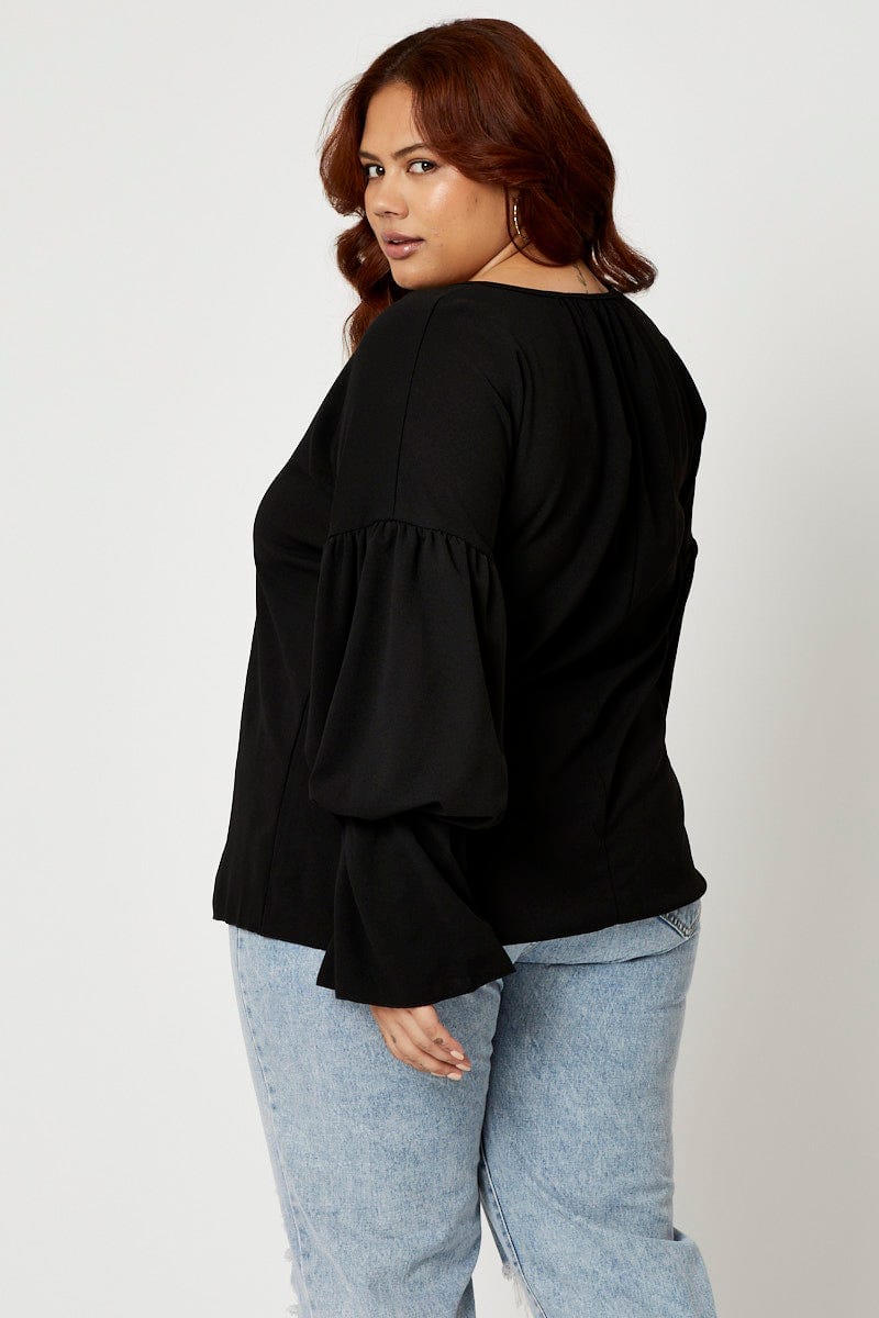 Black Ruffle Top Long Sleeve For Women By You And All