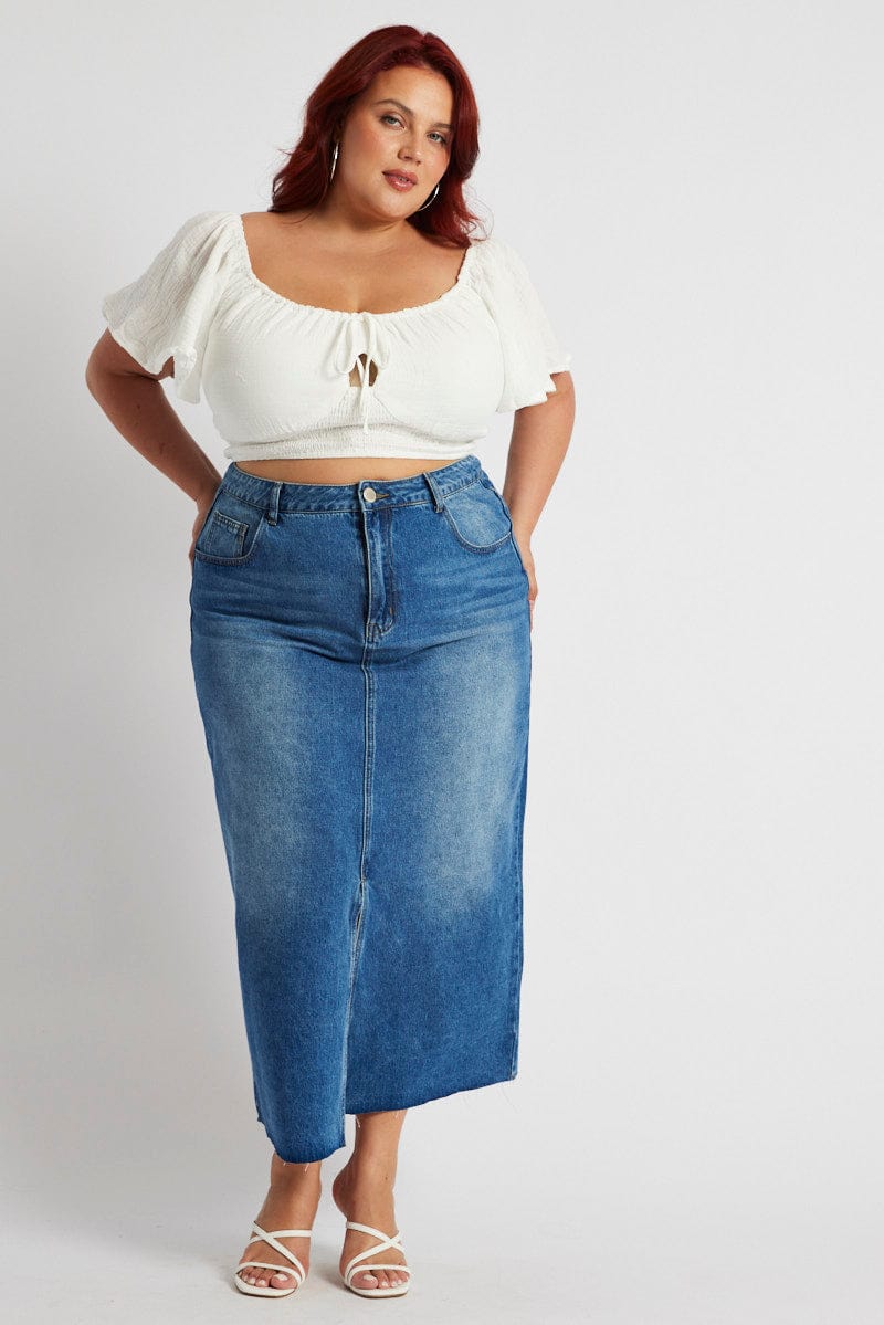 White Crop Top Short Sleeve Cut Out for YouandAll Fashion