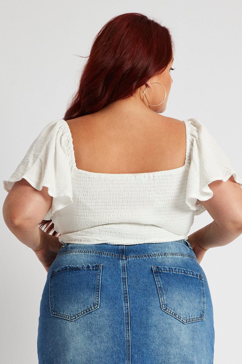 White Crop Top Short Sleeve Cut Out for YouandAll Fashion