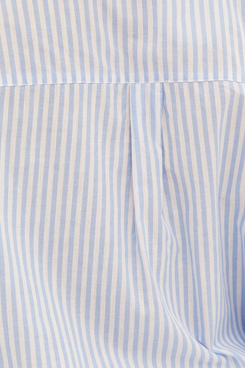 Blue Stripe White Shirt With Shell Button for YouandAll Fashion