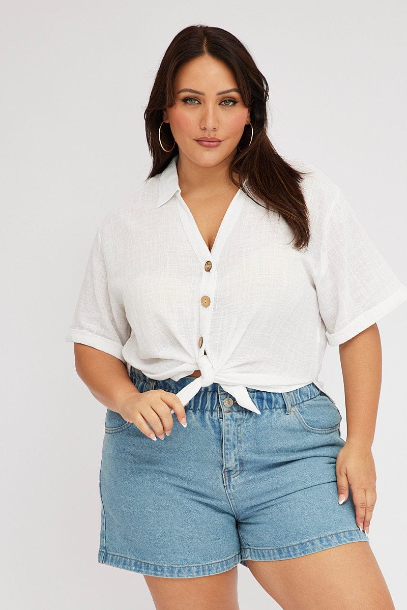 White Relaxed Shirt Short Sleeve for YouandAll Fashion