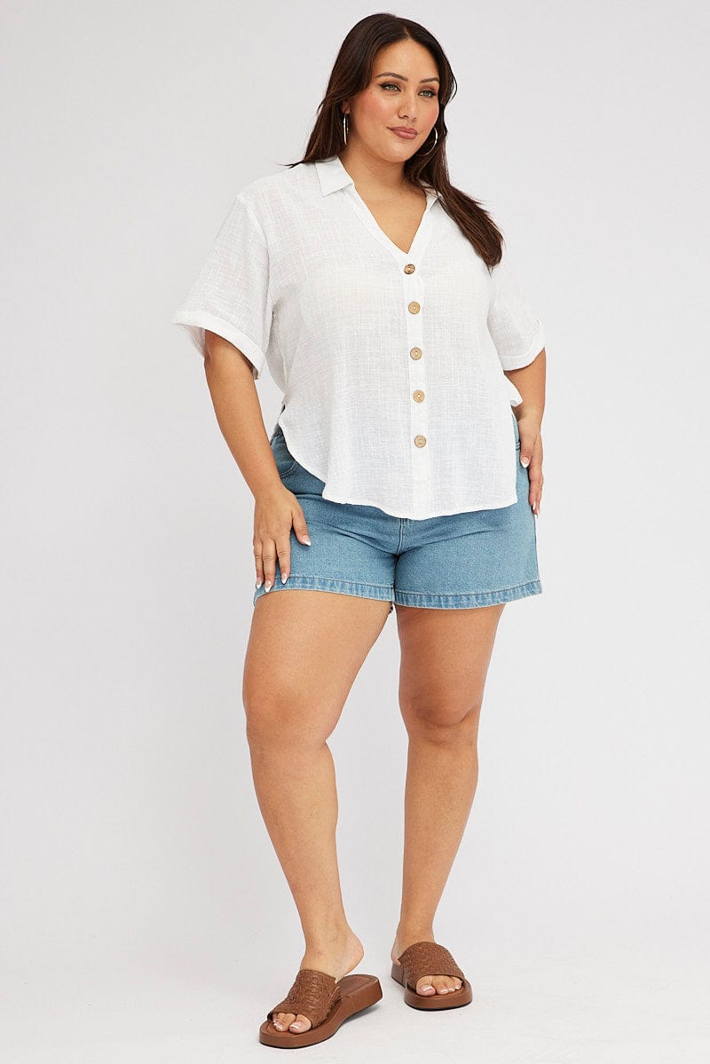 White Relaxed Shirt Short Sleeve for YouandAll Fashion