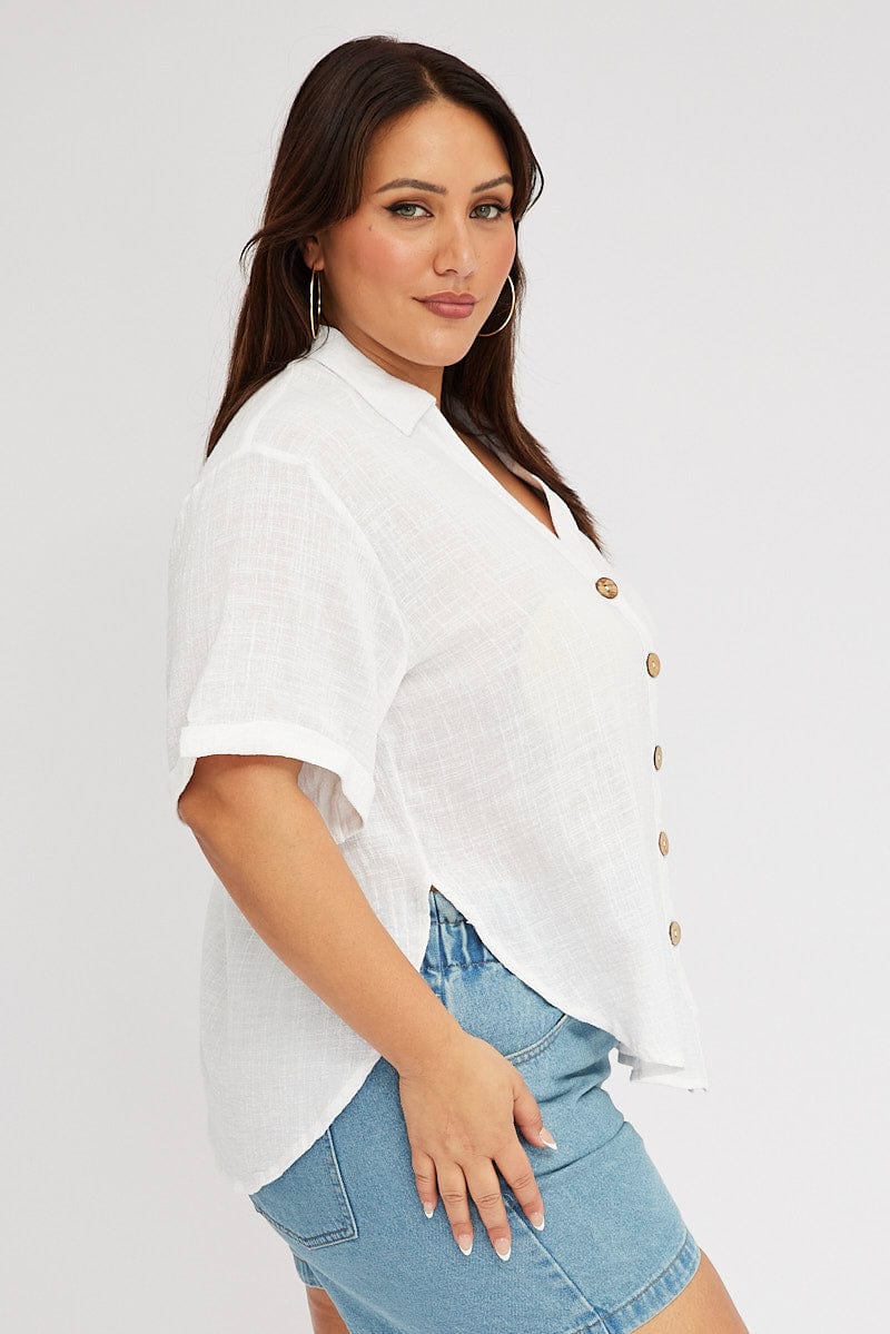 White Relaxed Shirt Short Sleeve for YouandAll Fashion