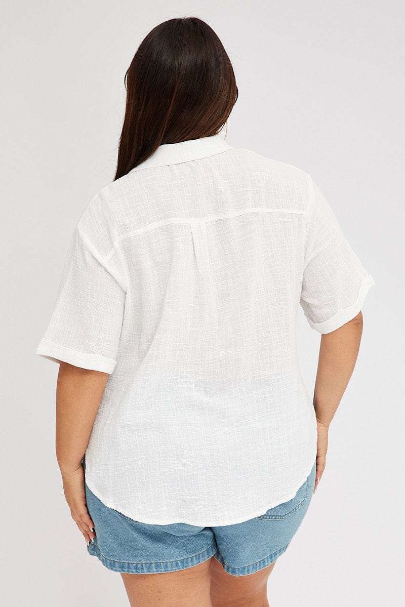 White Relaxed Shirt Short Sleeve for YouandAll Fashion