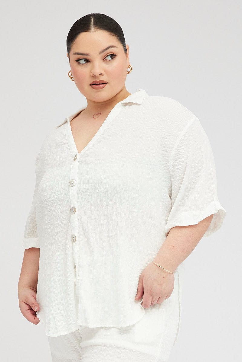 Textured V-Neck Relaxed Longline Blouse