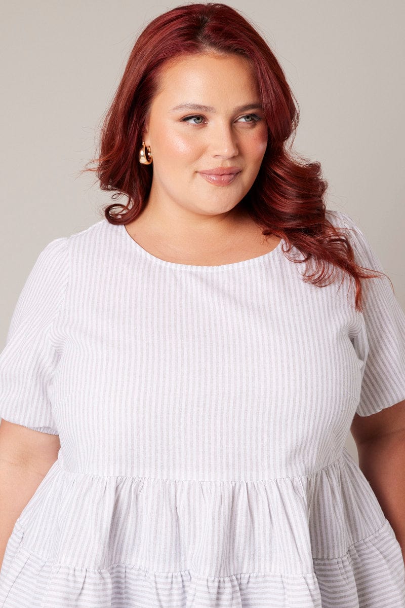 Final Sale Plus Size Ruffle Peplum Top in White – Chic And Curvy