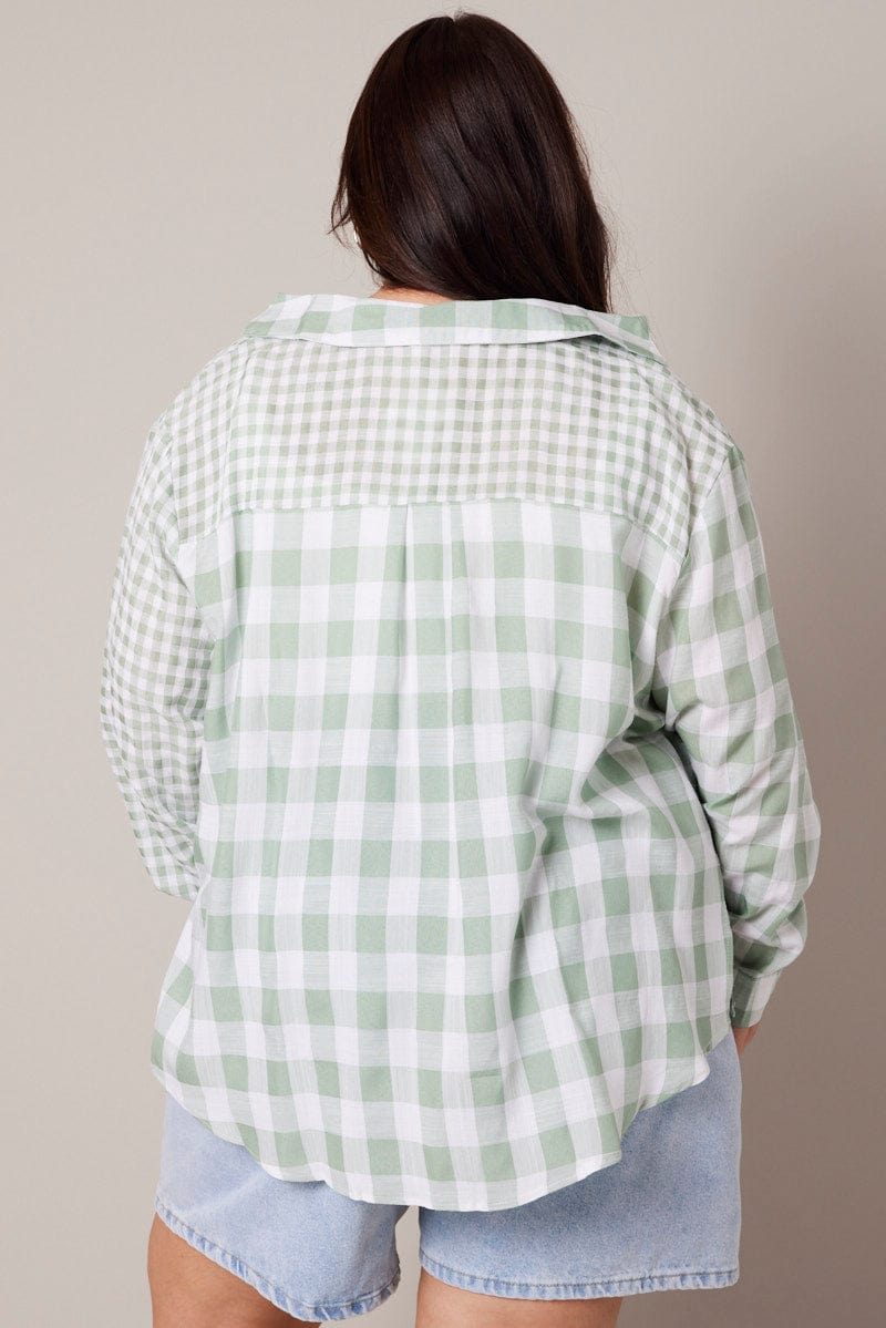 Green Check Relaxed Shirt Long Sleeve for YouandAll Fashion