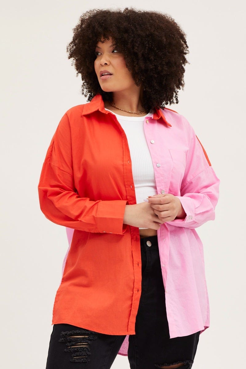 Orange Color Block Shirts For Women By You And All