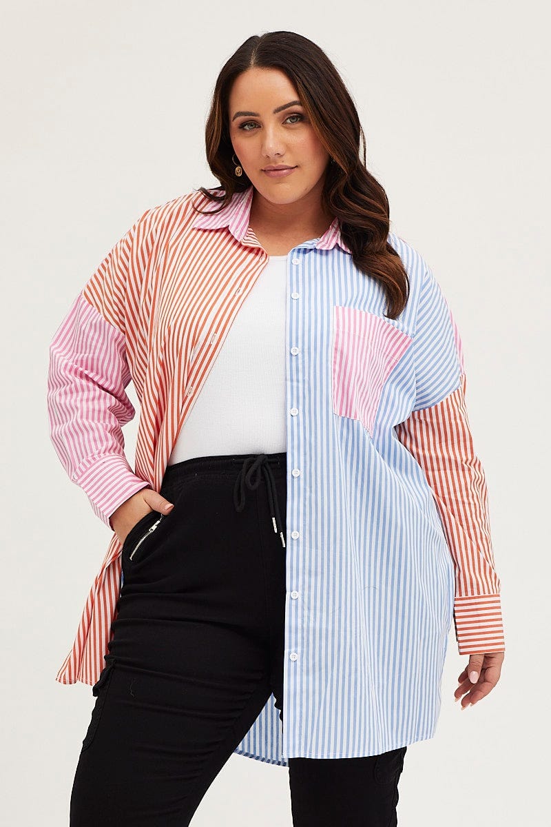 Multi Shirt Long Sleeve Colourblock For Women By You And All