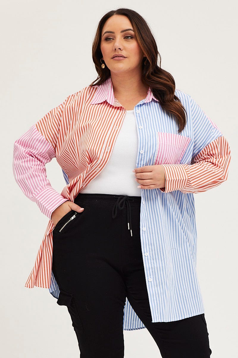 Multi Shirt Long Sleeve Colourblock For Women By You And All