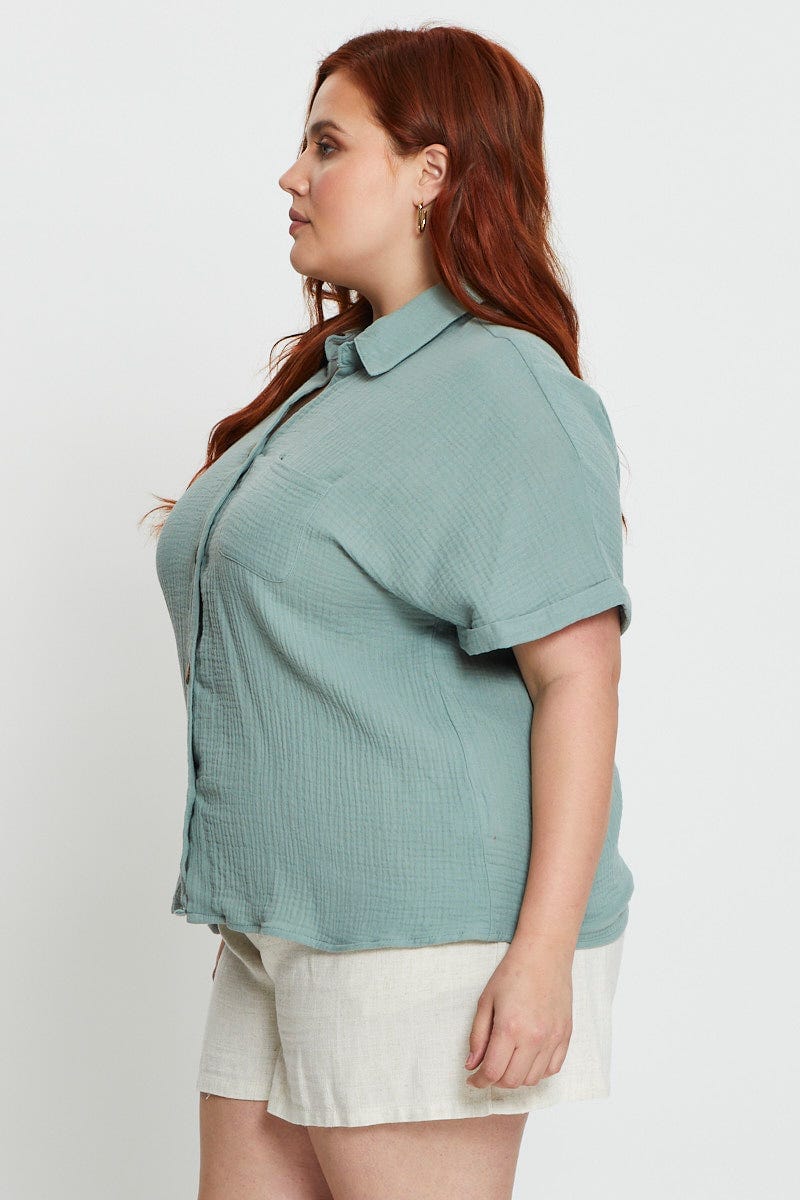 Mint Plus Linen Look Shirt For Women By You And All