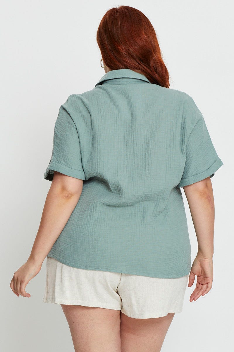 Mint Plus Linen Look Shirt For Women By You And All