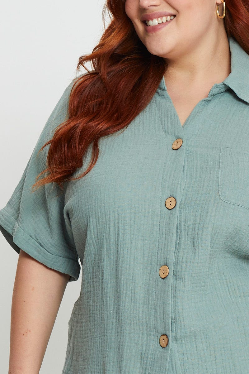 Mint Plus Linen Look Shirt For Women By You And All
