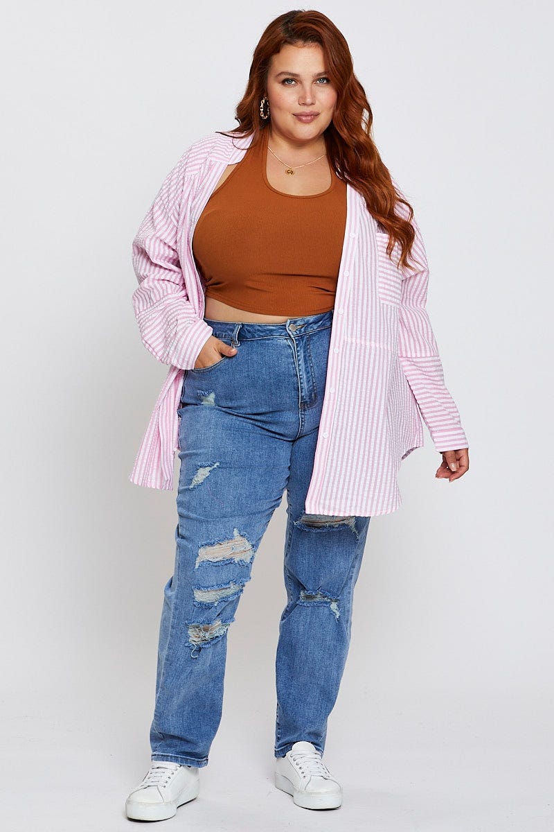 Stripe Stripe Oversized Shirt For Women By You And All