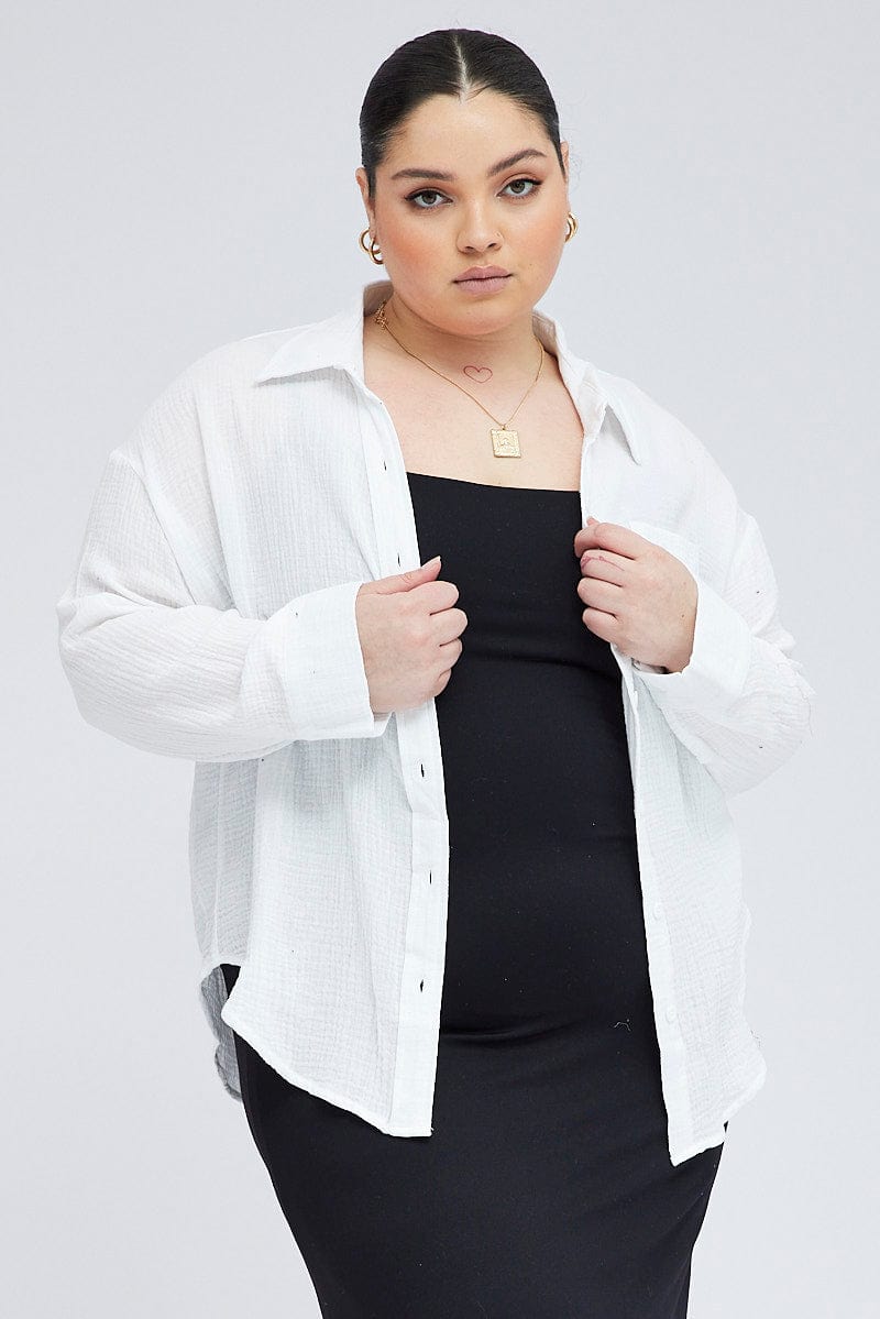 White Relaxed Shirt Long Sleeve for YouandAll Fashion