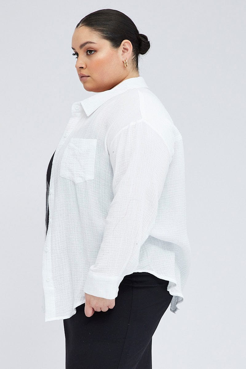 White Relaxed Shirt Long Sleeve for YouandAll Fashion