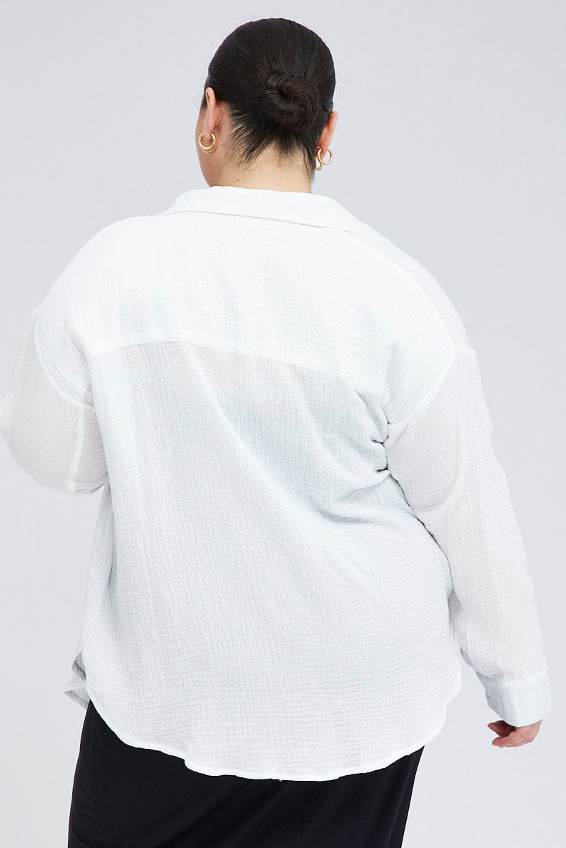 White Relaxed Shirt Long Sleeve for YouandAll Fashion