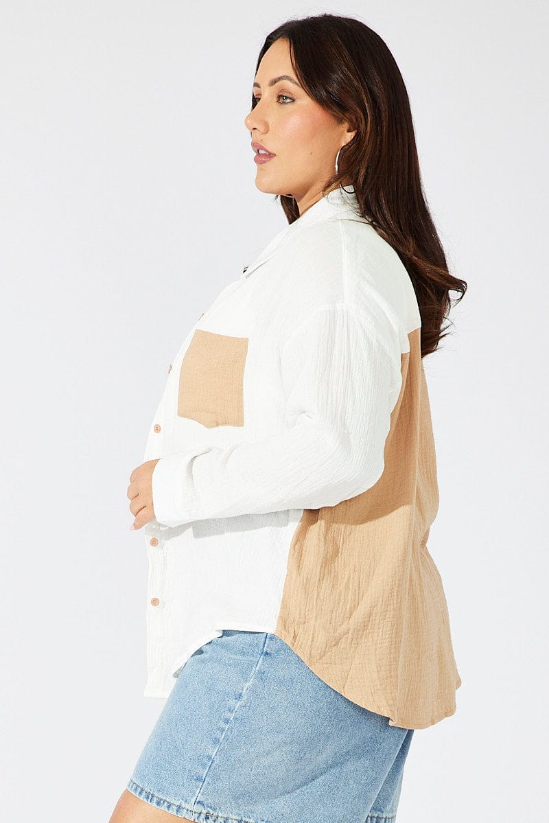 Beige Relaxed Shirt Long Sleeve for YouandAll Fashion