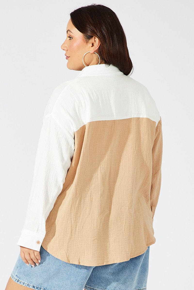 Beige Relaxed Shirt Long Sleeve for YouandAll Fashion