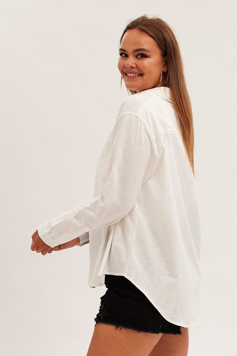 White Relaxed Shirt Long Sleeve Button Up for YouandAll Fashion