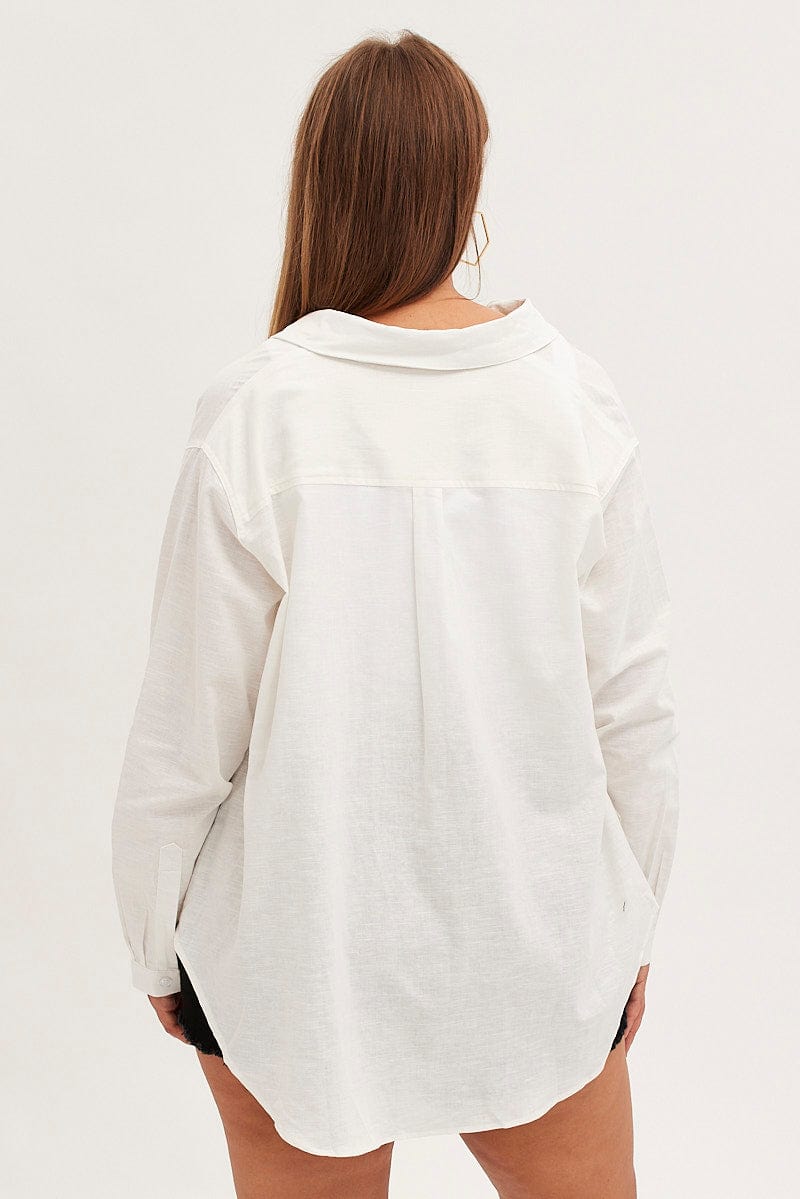 White Relaxed Shirt Long Sleeve Button Up for YouandAll Fashion
