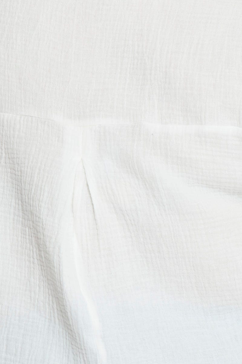 White  Cotton Shirt  Short Sleeve Textured for Women by You and All
