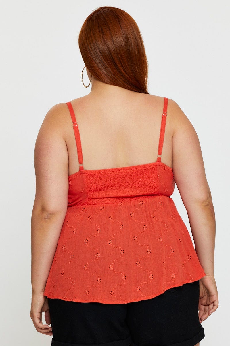 Rust  Peplum Top Sleeveless Embroide for Women by You and All