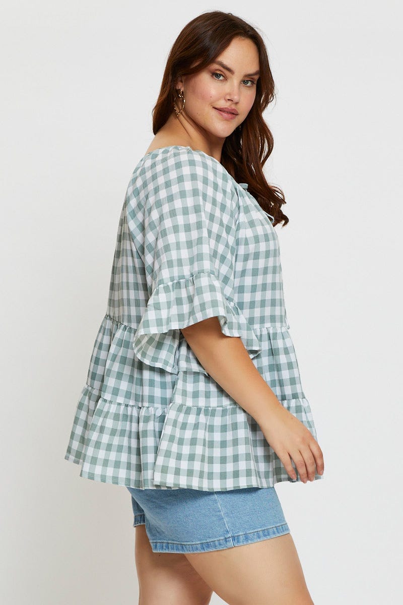 Check Peplum Top Short Sleeve For Women By You And All
