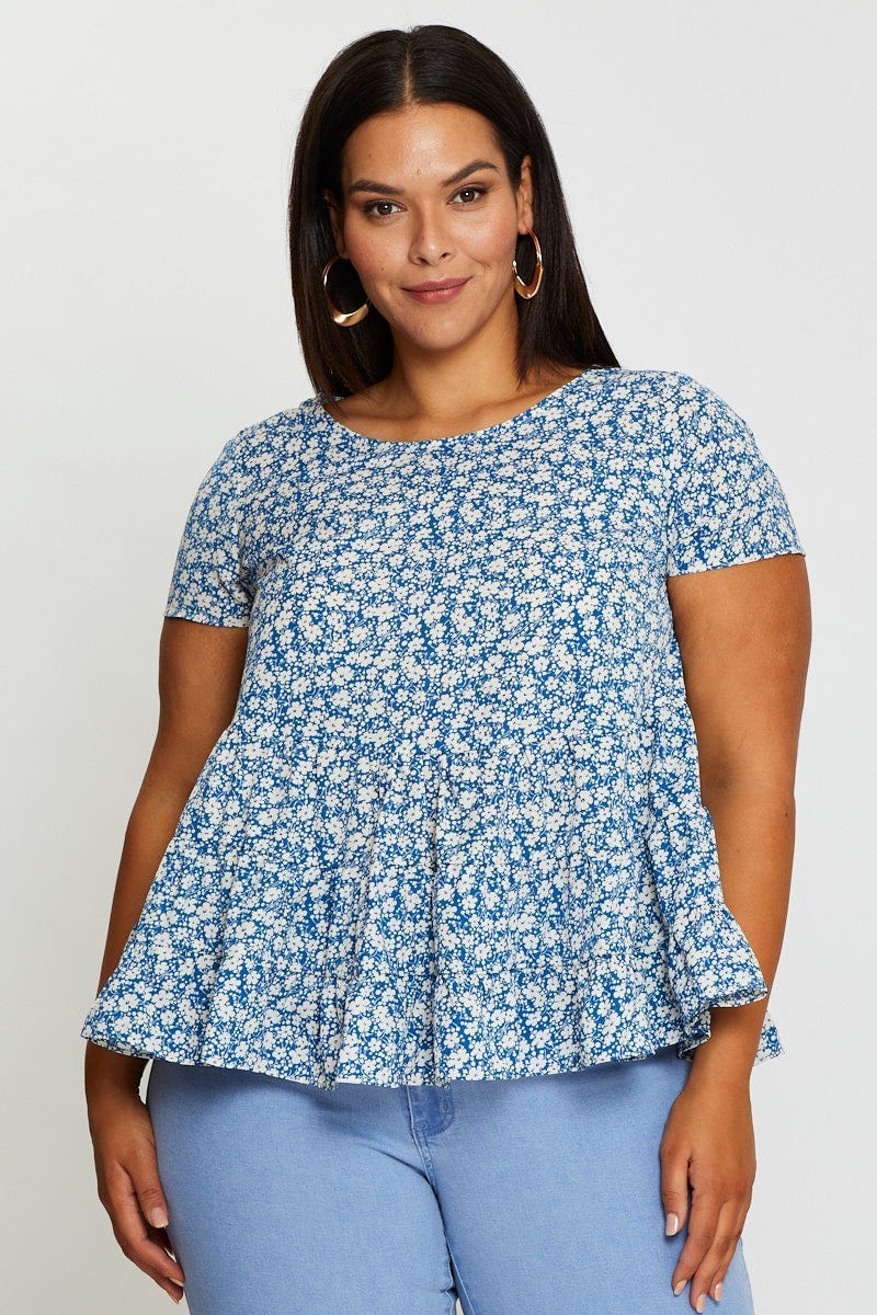 Floral Prt Shell Top Short Sleeve Tie For Women By You And All