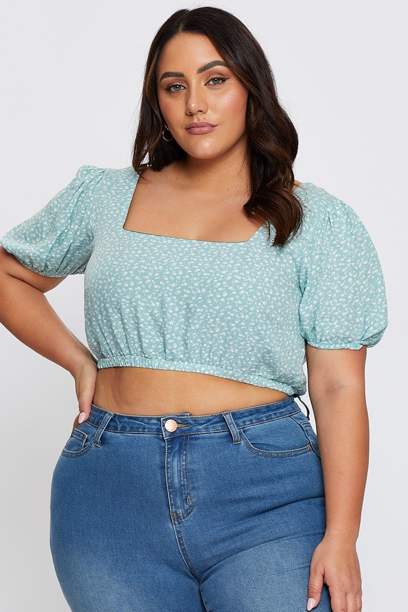 Floral Prt Crop Top Short Sleeve For Women By You And All