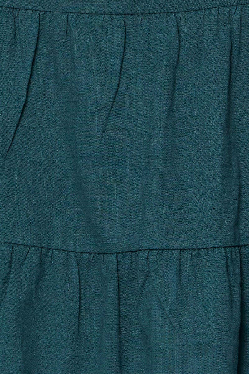 Green Tiered Top Short Sleeve Linen Blend for Women by You and All