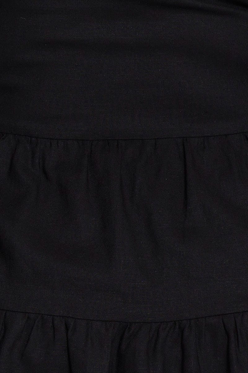 Black Tiered Top Sleeveless Linen Blend For Women By You And All