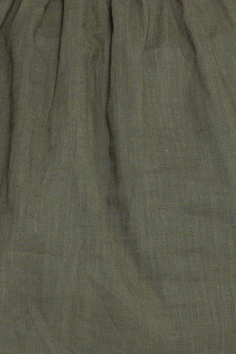 Green Peplum Top Long Sleeve Shirred Linen Blend for Women by You and All