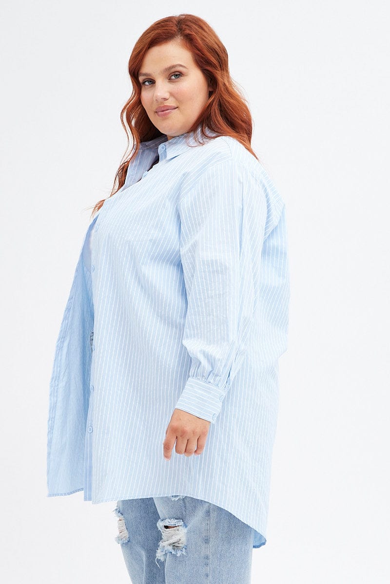 Stripe Oversized Shirt Longline Cotton for YouandAll Fashion