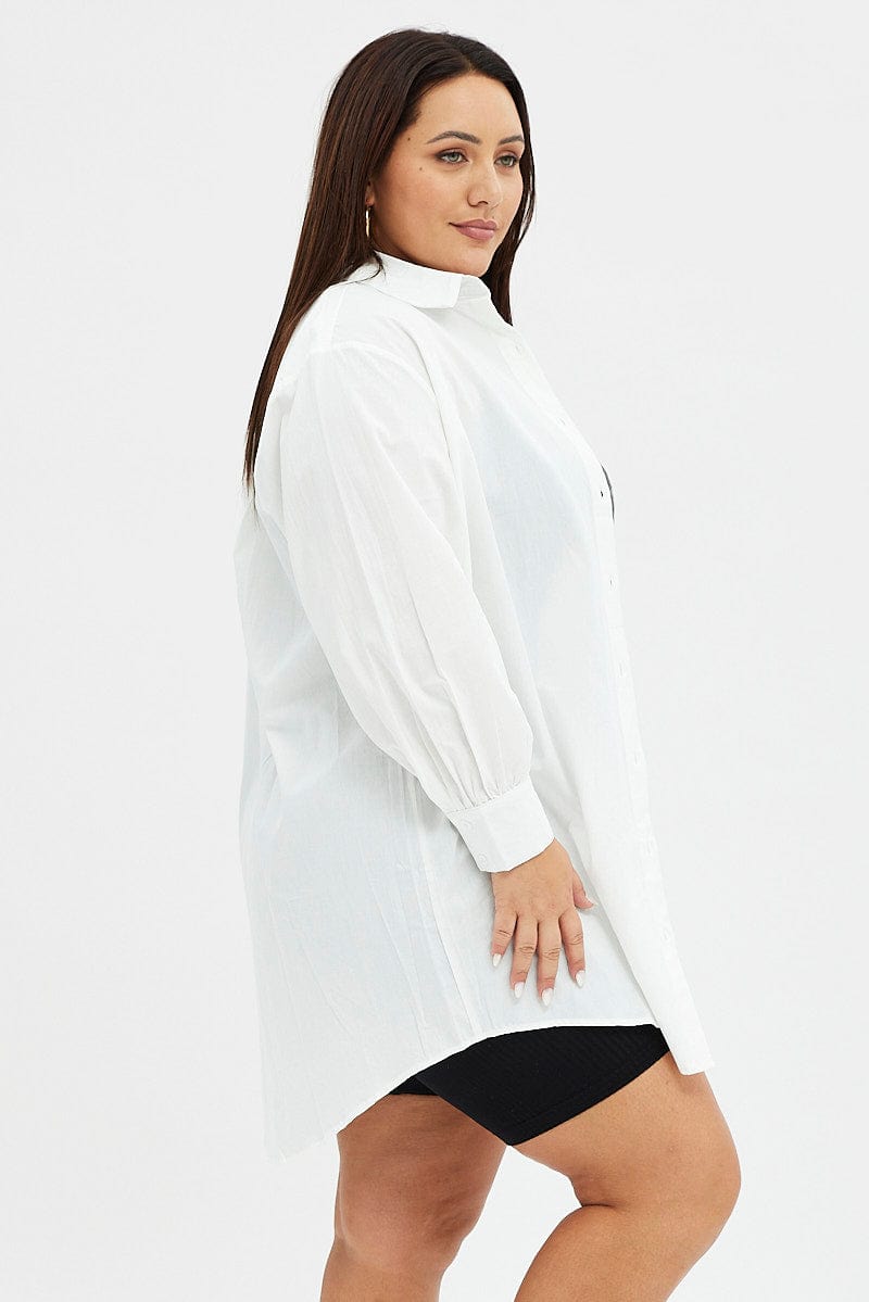 White Oversized Shirt Longline Cotton for YouandAll Fashion