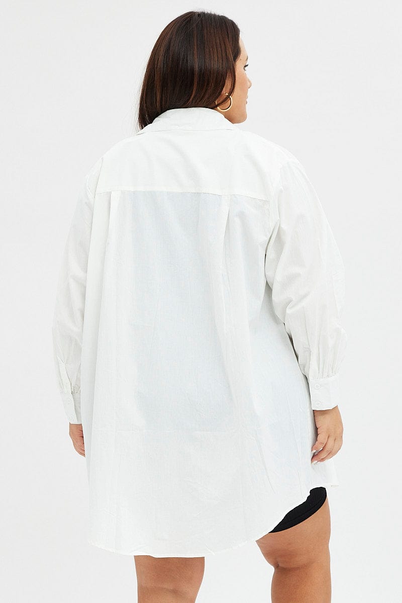 White Oversized Shirt Longline Cotton for YouandAll Fashion