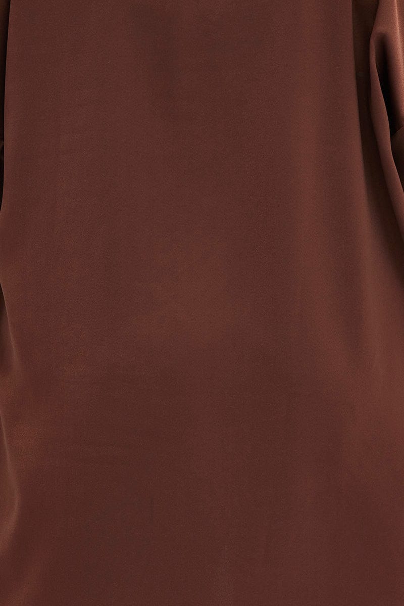 Brown Oversized Shirt Satin Long Sleeve for YouandAll Fashion