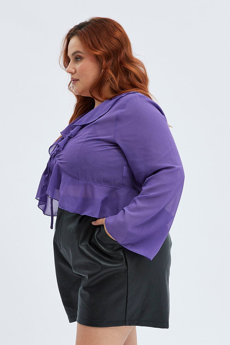 Purple Top Ruffles Purple Ruffle Top Long Sleeve Chiffon | You & All