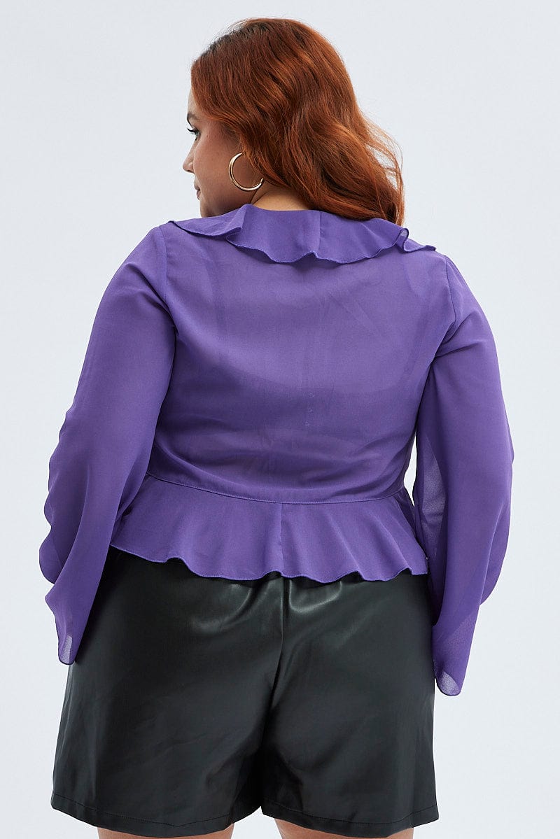 Purple Top Ruffles Purple Ruffle Top Long Sleeve Chiffon | You & All